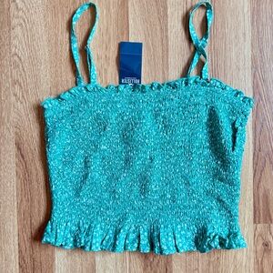 Hollister Smocked Floral Cropped Tank Top